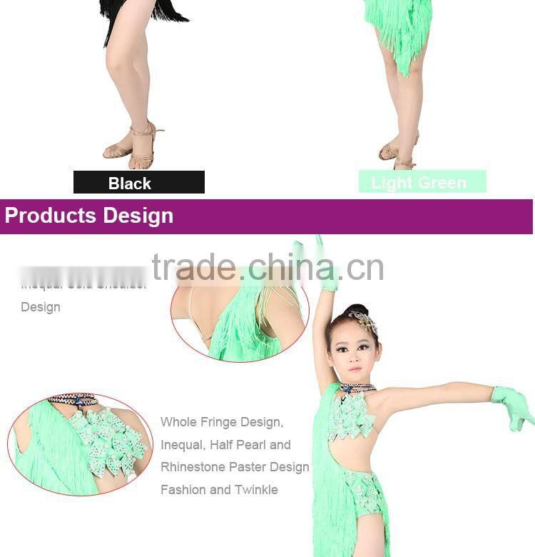 2017 New Teen Girls Ballroom Latin Salsa Competition Dress Fringed Dance Dress
