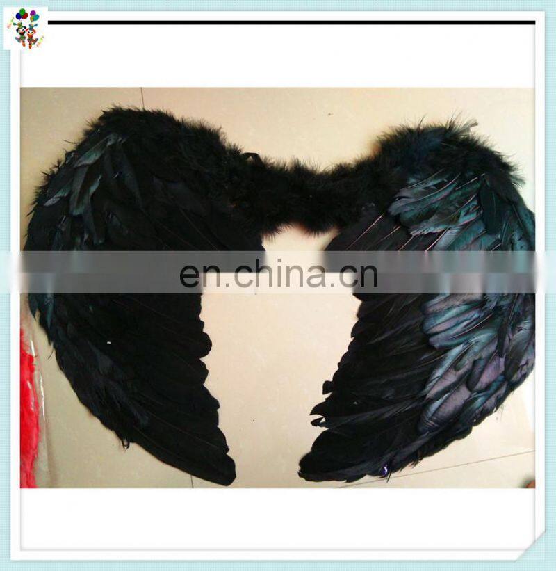 Gothic Fairy Dress Up Party Prop Black Feather Angel Wings with Halo HPC-0811