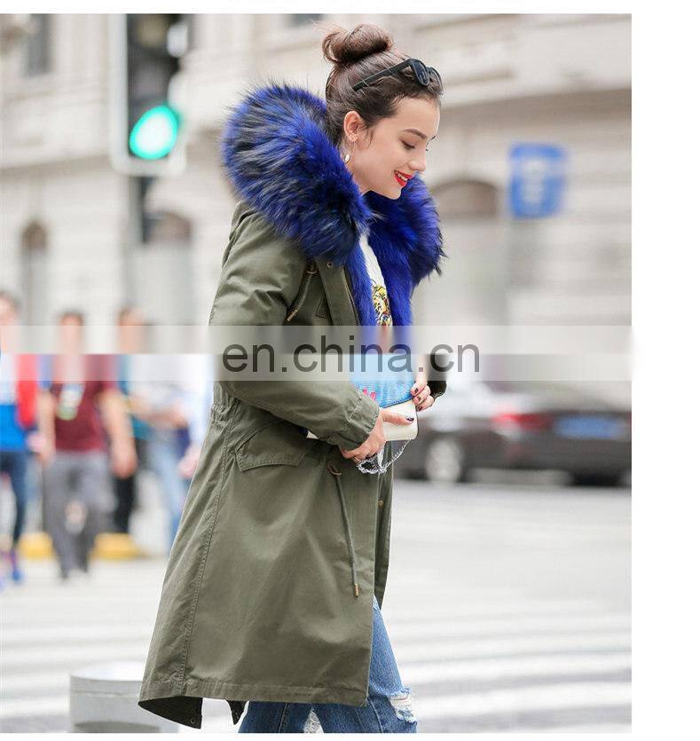 2016 Fashion Chinese Military Great Coat / Hot Sale Parka with Big Raccoon Fur Trim Hood