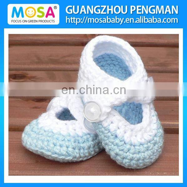 Handmade Knitted Newborn To Toddler Shoes ,Baby Boy Loafers Blue White Infant Boy Slippers Booties