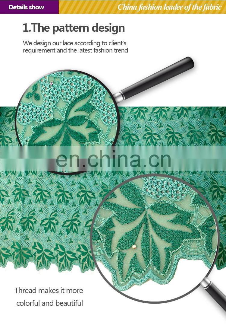 Hot selling High Quality Nigeria green Organza Fabrics Lace