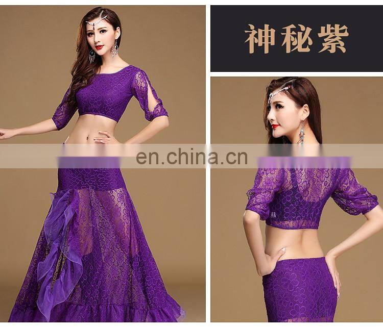 T-5147 Hot lace egyptian belly dance sexy costume top and skirt set