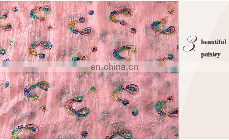Fashion Embroidered Shawls Flower Muslim Hijab Scarf Female Artesanato Embroidery Wrap
