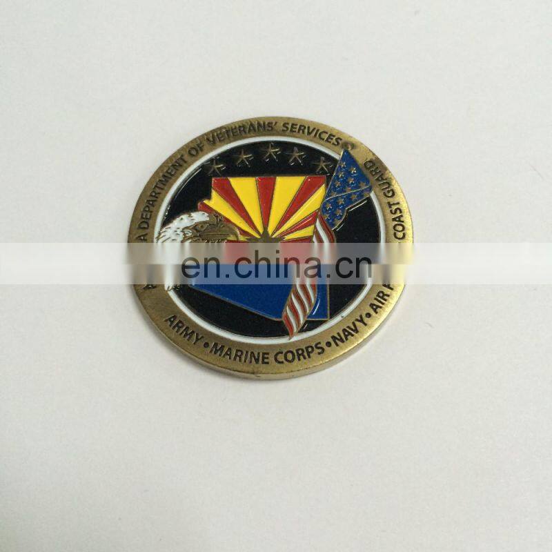 custom challenge coin and gold coin embossed with figures and animal or letter as souvenir coin