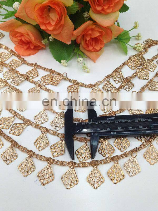 hot sell leave metal chain trimming sew on clothing bags or shoes garment accessories