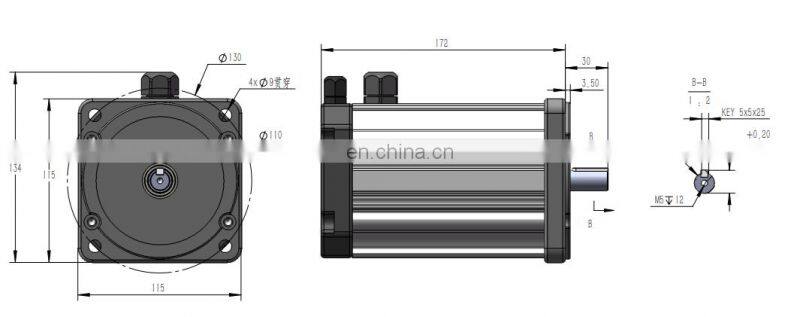 HFM021 48v 1000w 3000rpm 3.18Nm 24.51Amp B3 B14 B34 B5 BLDC hall sensor brushless DC motor for driver test
