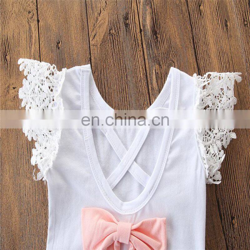 Baby Girl outfit Kids white tops + pink skirt 2pcs Set Summer Boutique cloth for 1-6T