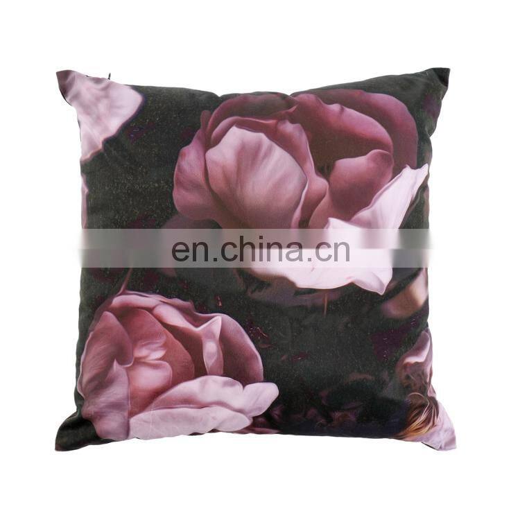Home Decor Square 18x18 Inches Pillow Case Black and purple Flowers Vintage Style Watercolor Decorative Pillowcase