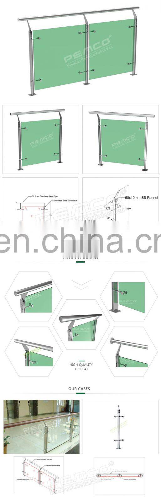 Top grade Tempered glass balustrade balcony glass railing