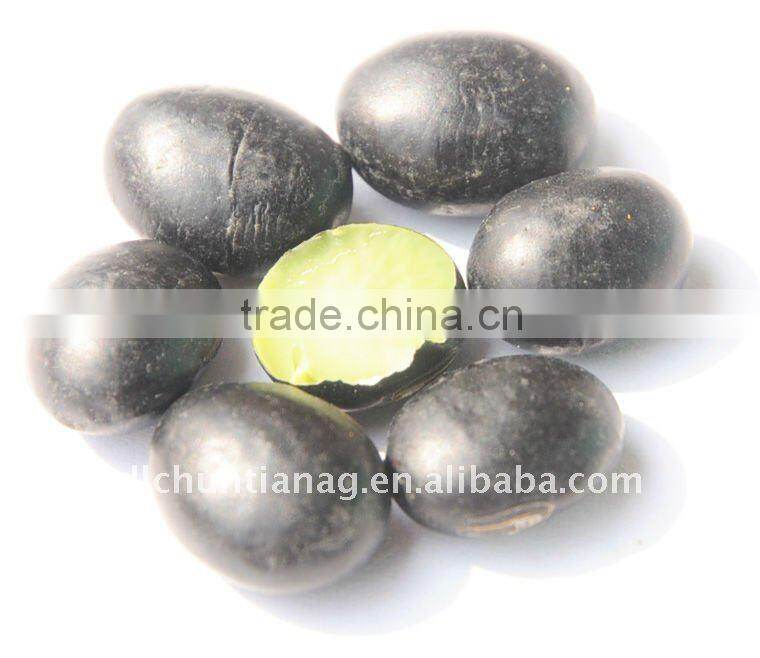 organic black beans with green kernel