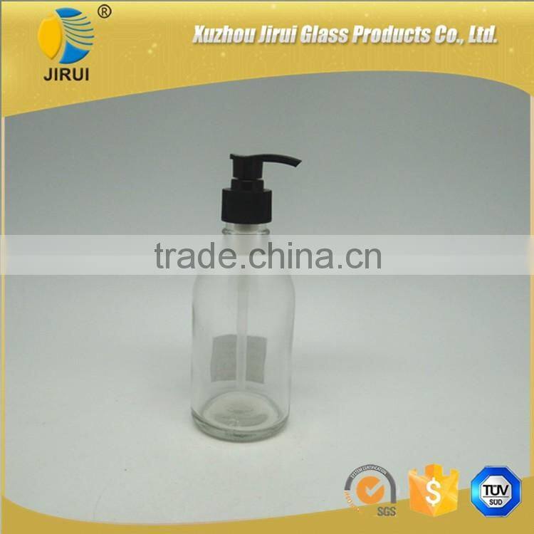250ml clear glass liquid hand washing bottle with spout
