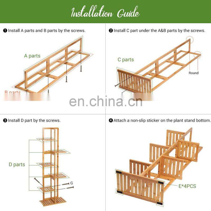 Bamboo Plant Stand Rack Indoor & Outdoor Plant Stand 6 Tier 7 Potted Multiple Flower Planter Pot Holder Shelf Rack Display
