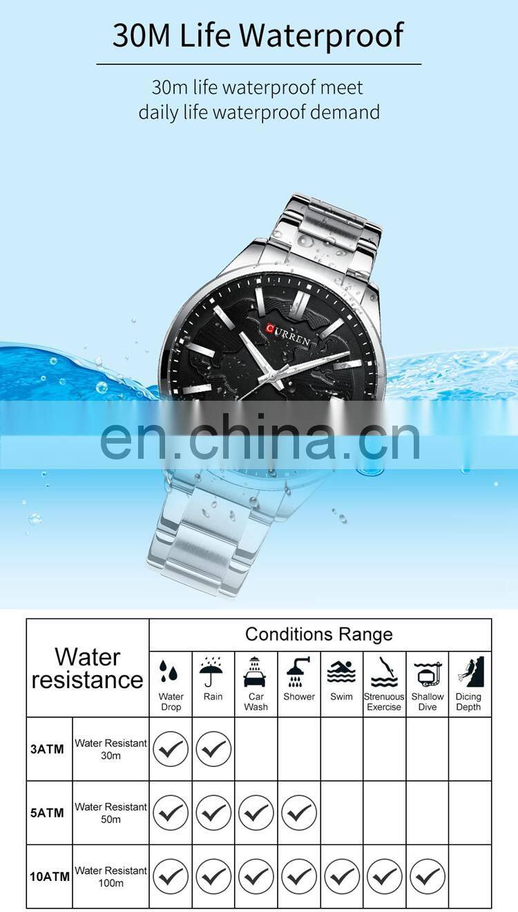 CURREN 8366 Japan Quartz Movt Men Brand Wrist Watches Stainless Steel Calendar Business Popular Military Watch
