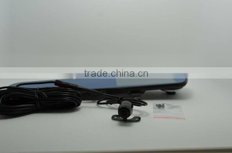 2014New arrival ! 140degree Angle View 4.3 inch LCD Dual lens car dvr H6 rearview mirror