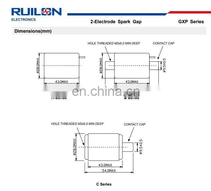 GXP30 Spark Gaps High-energy Ignition Tube Switch Tube for Industrial Equipment