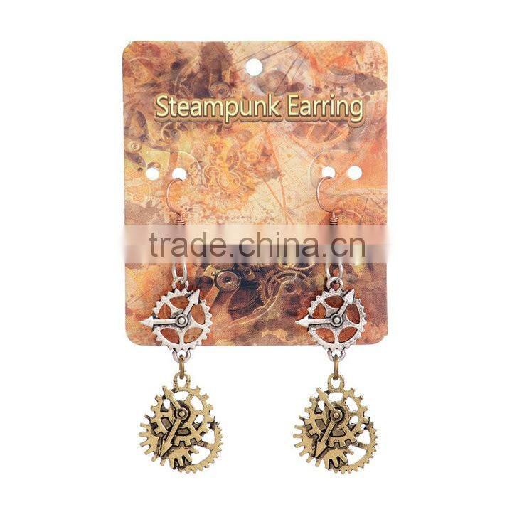 2016 new arrival wheel gear vintage dangle earrings steampunk woman earring