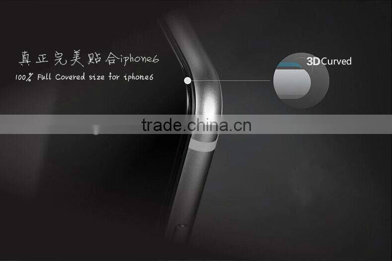 2015 New Arrival !! 3D Curved 0.33mm 9H Tempered glass screen protector for iphone6&iphone6 plus OEM ODM