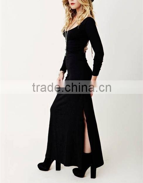 2015 Customized Plus Size long sleeve maxi dress