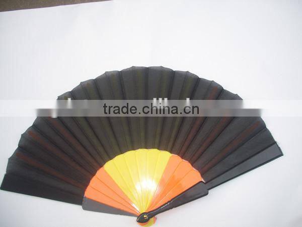 2016 promotion black polyester plastic ribs sustaining hand fan