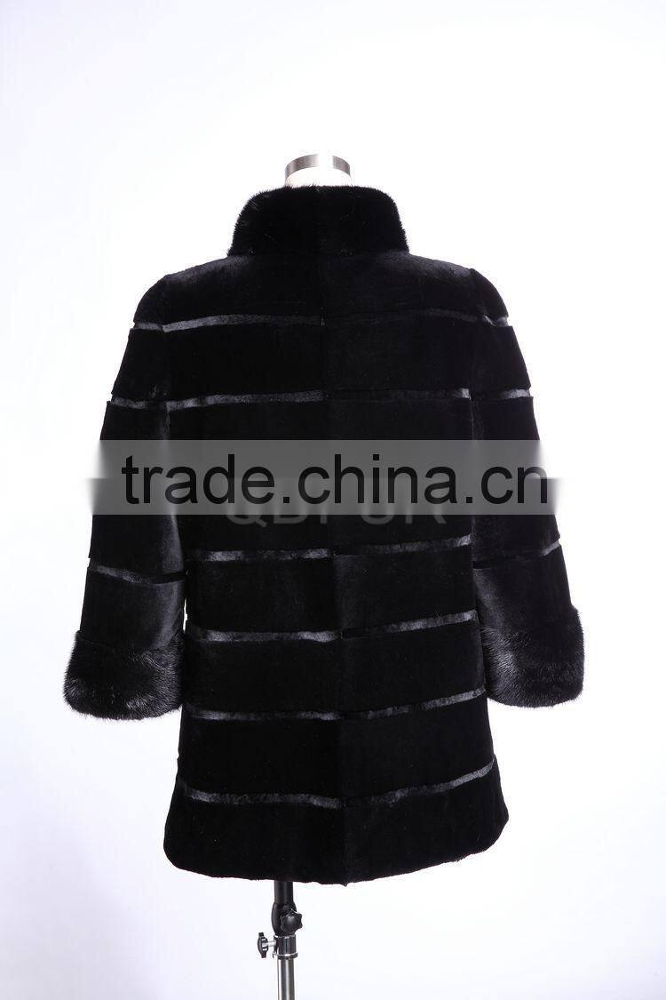 QD29212 Lady Mid-long Whole-hide Rex Rabbit Fur