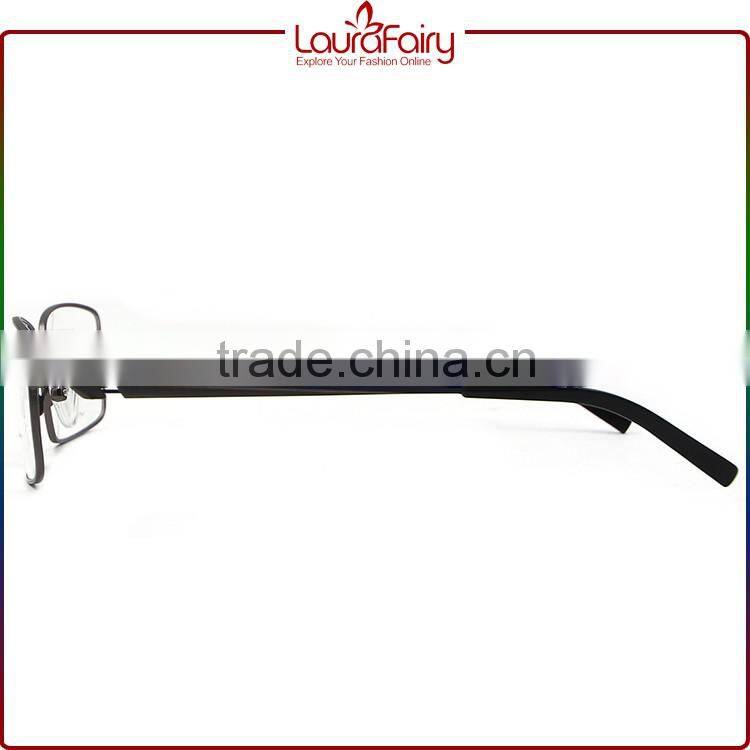 Laura Fairy Italy Designer Black Rectangle Metal Spectacle Optical Frame For Unisex