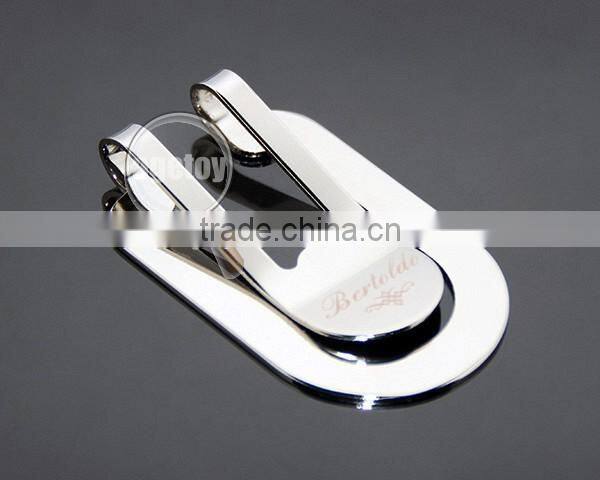 Customized Brand Name High Polished Stainless Steel Metal Laser Engraved Money Clip