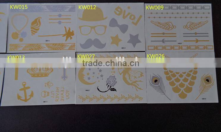 2015 FACE temporary tattoos face jewelry sticker golden tattoo KW- series 15*10.5CM