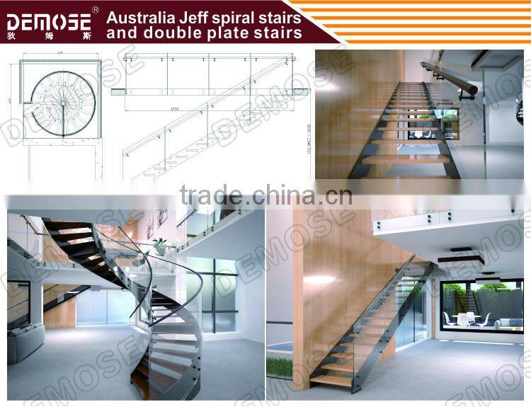 portable indoor wooden stair with double steel plates