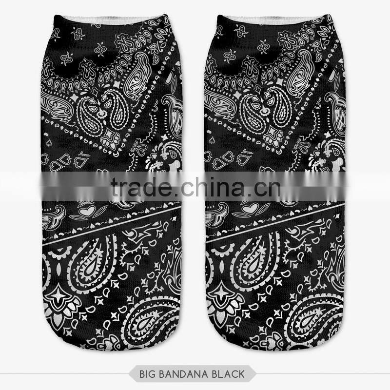 fashion muffin bears black high quality 3d digital full print colorful ankle socks sports unisex custom hot sale stretch spandex