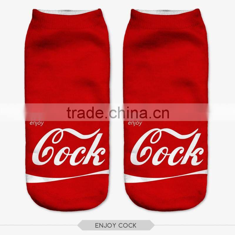 red hot ankle socks soenjoy cock high quality 3d full print colorful ankle socks sports unisex custom hot sale stretch spandex