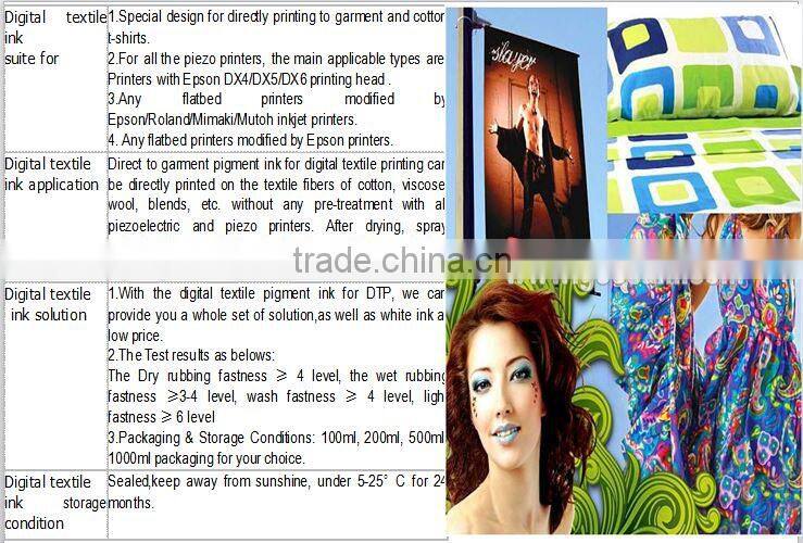 Direct to Garment Textile Printing ink for Kornit Avalanche 951 T-Shirt Printer