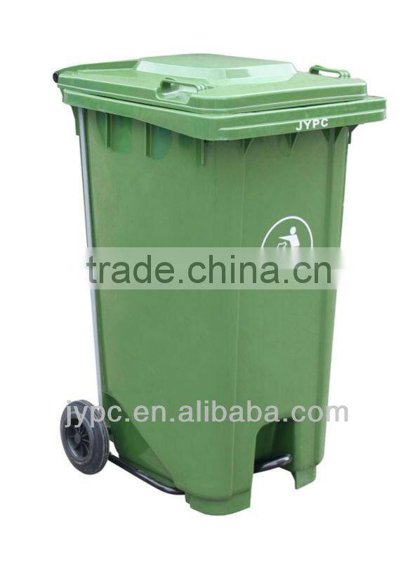240L plastic foot pedal garbage bin with 2 wheels