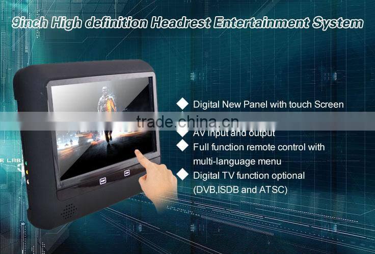 AC New arrived headrest Monitor 9 inch motorized slide shield touch screen dvd headrest monitor