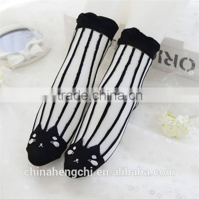 black yellow cat colorful striped liner womans decorative socks