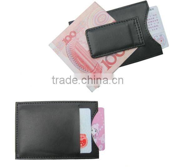 Black Leather Money Clip Holder Cash clip