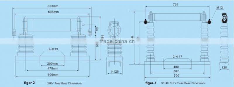 High voltage HRC fuses for transformer protection Length=605mm