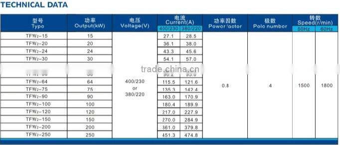brushless generator three-phase synchronous TFW