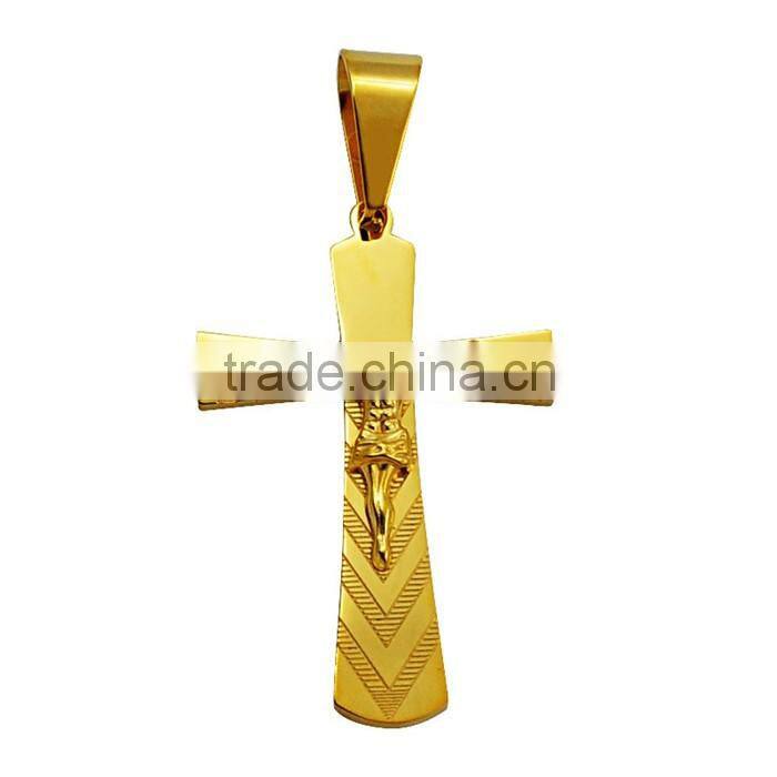China wholesale JCN0330 stainless steel gold Jesus cross necklace pendant