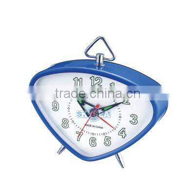 Triangle metal case mechanical alarm clock, decorative clock, table clock