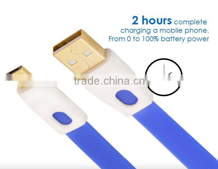 Tangle Free Flat Noodle 4ft Colored Micro USB Charger Cord for Android,Samsung