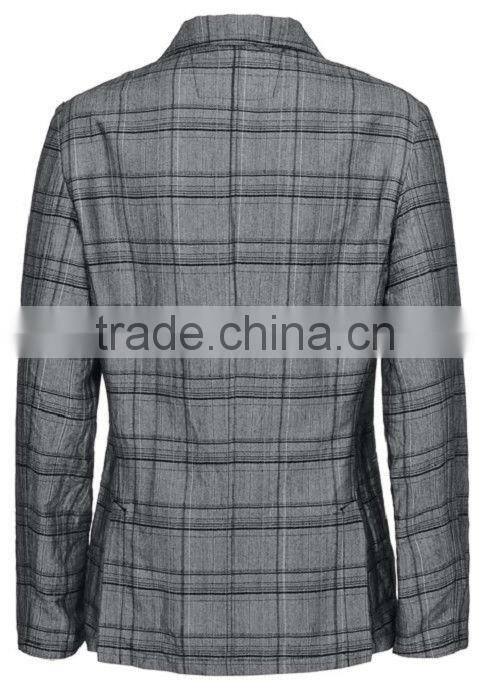 Newest Gentleman's Spring & Autumn Checkered Trendy Double Vented Two Buttons China Men Suit Factory