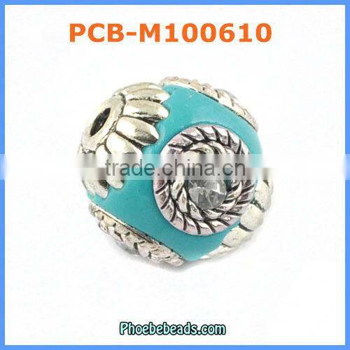 Wholesale Silver Color Indonesia Crystal Metal Jewelry Beads PCB-M100608