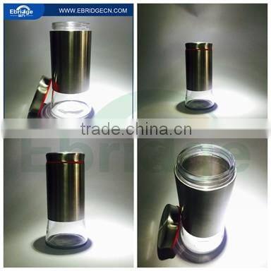 cylindrical stainless steel sleevel glass storage jar mason jar with screw cap