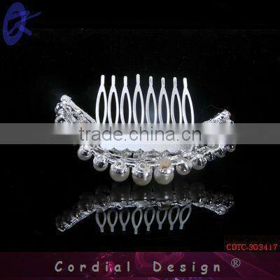 Fashionable Tiara Crown Rhinestone Hair Comb Accessory For Wholesale