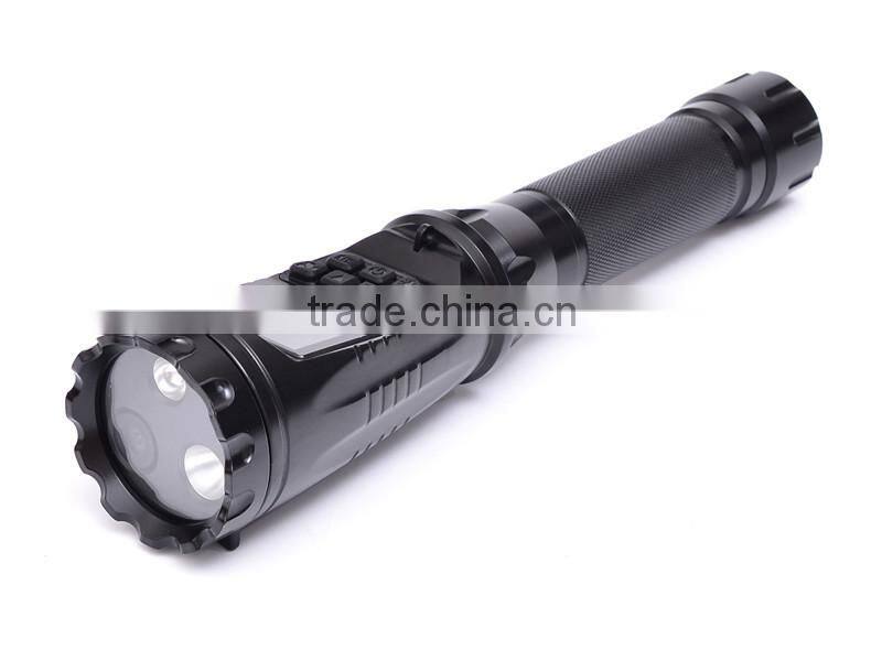 LED Rechargeable police security flashlight 1080P multifunctional police flashlight