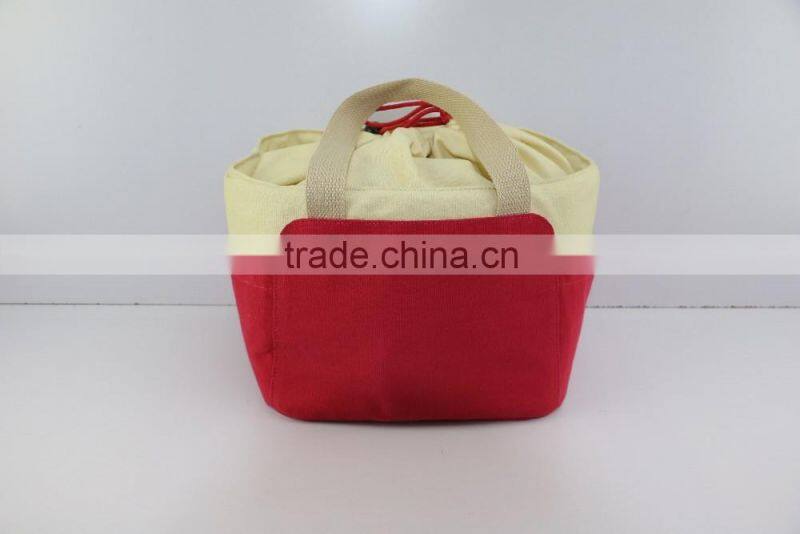 2016 new design cooler bag cotton lunch bag fashion drawstring cooler bag