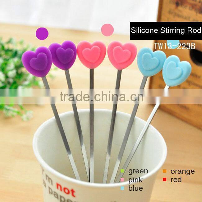 Eco-friendly heart shape silicone tea stirrer