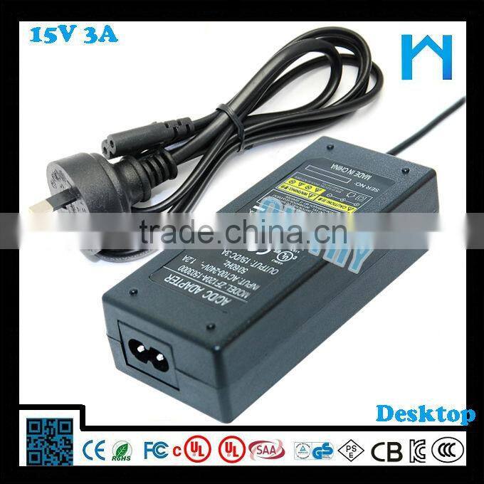 Excellent quality factory directly ac/dc 15v 3a desktop type power adaptor 45w