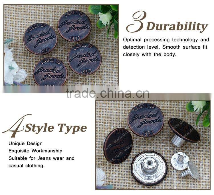 Vogue Wholesale Custom Logo Embossed Metal Jeans Button