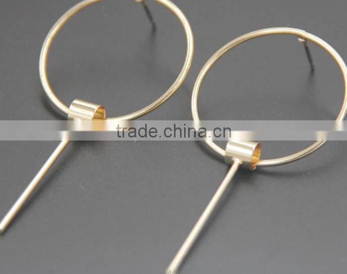New Arrival Woman Fashion Simplicity Circle Brass Stud Earrings
